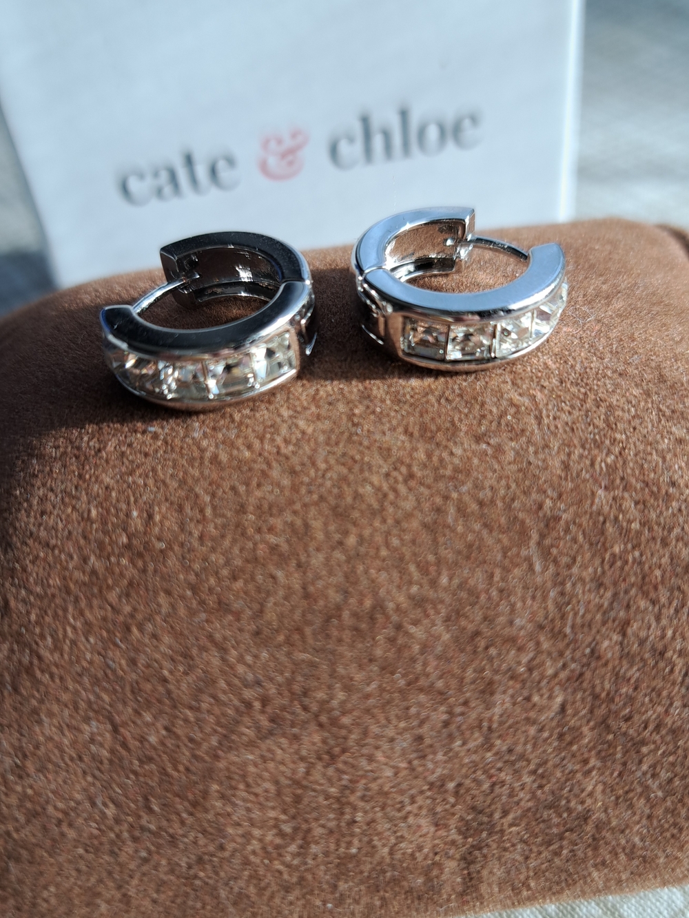 The Cate & Chloe Giselle 18k White Gold Plated 15mm Hoop Earrings with Swarovski
